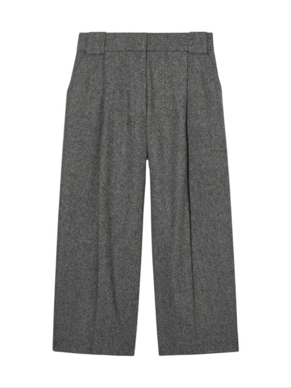 COS Gray Pleated Wool Blend Wide Leg Culottes